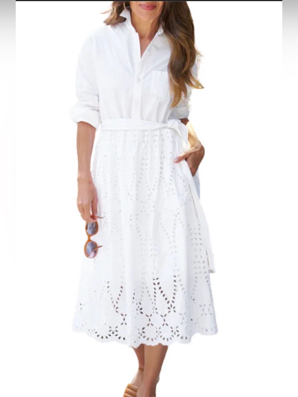 Frank & Eileen White Eyelet Grace Shirt Dress Cotton Cottage Preppy Coastal XL